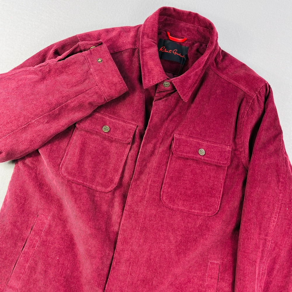 Robert Graham Mens Burgundy Corduroy Shirt Jacket Quilted Lining RGF21R12 Size S